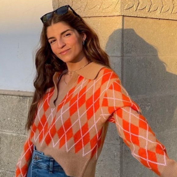 Zara Knit Argyle Sweater - Picture 3 of 16